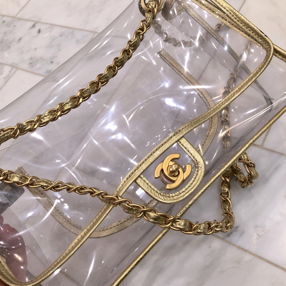 Chanel PVC/Clear & gold medium flap bag